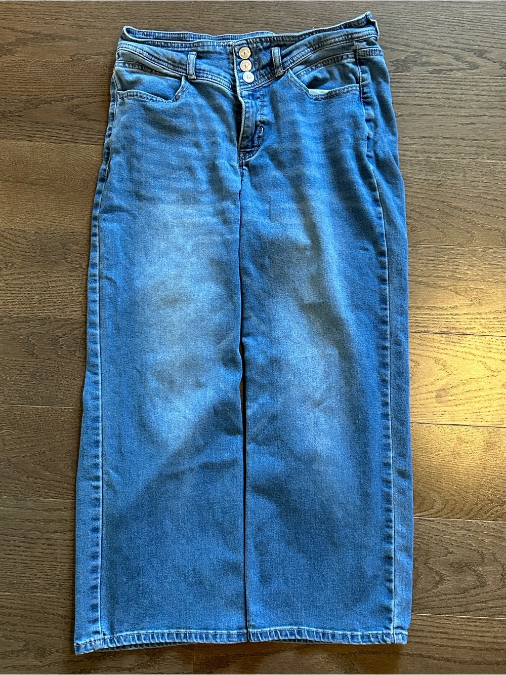 Nicole Miller NY High-Rise Wide-Leg Cropped Jeans Size 6 3-Button Fly